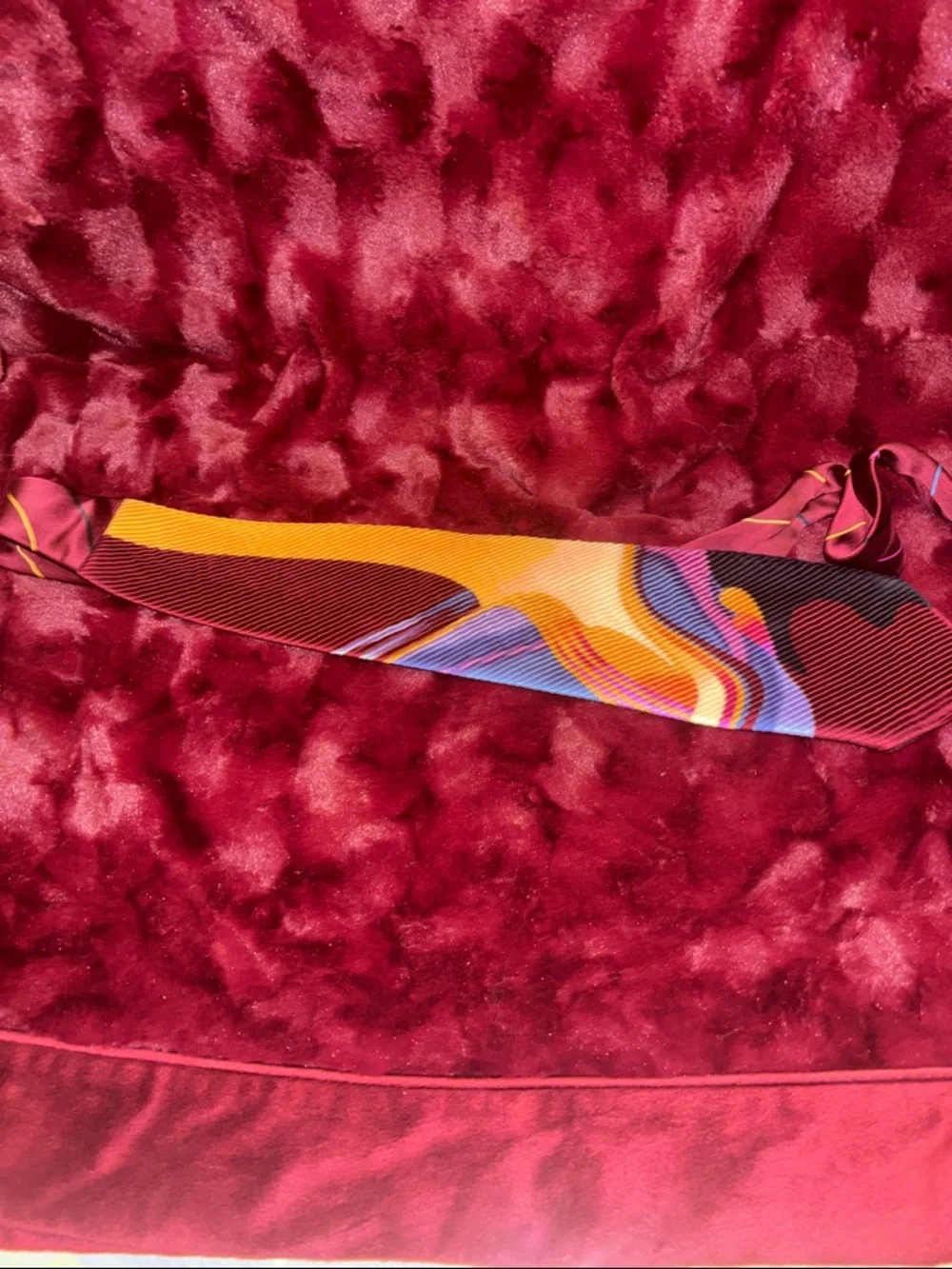 Men's Maroon Multi-Color Abstract Pattern Tie - Brand Not Visible